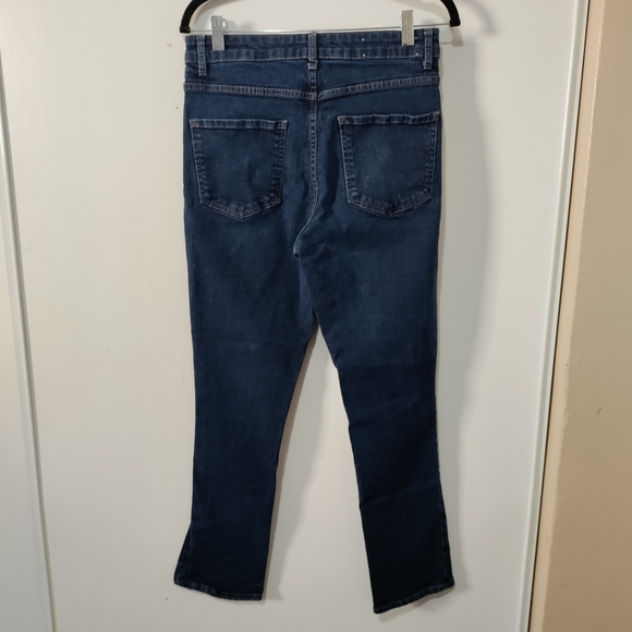 Barbara Casasola Dark Wash Blue Denim Straight Leg Boot Cut Jeans High Rise - Picture 7 of 12